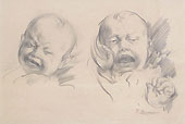 FAUSTO ZONARO, Studies of a Crying Baby, black chalk